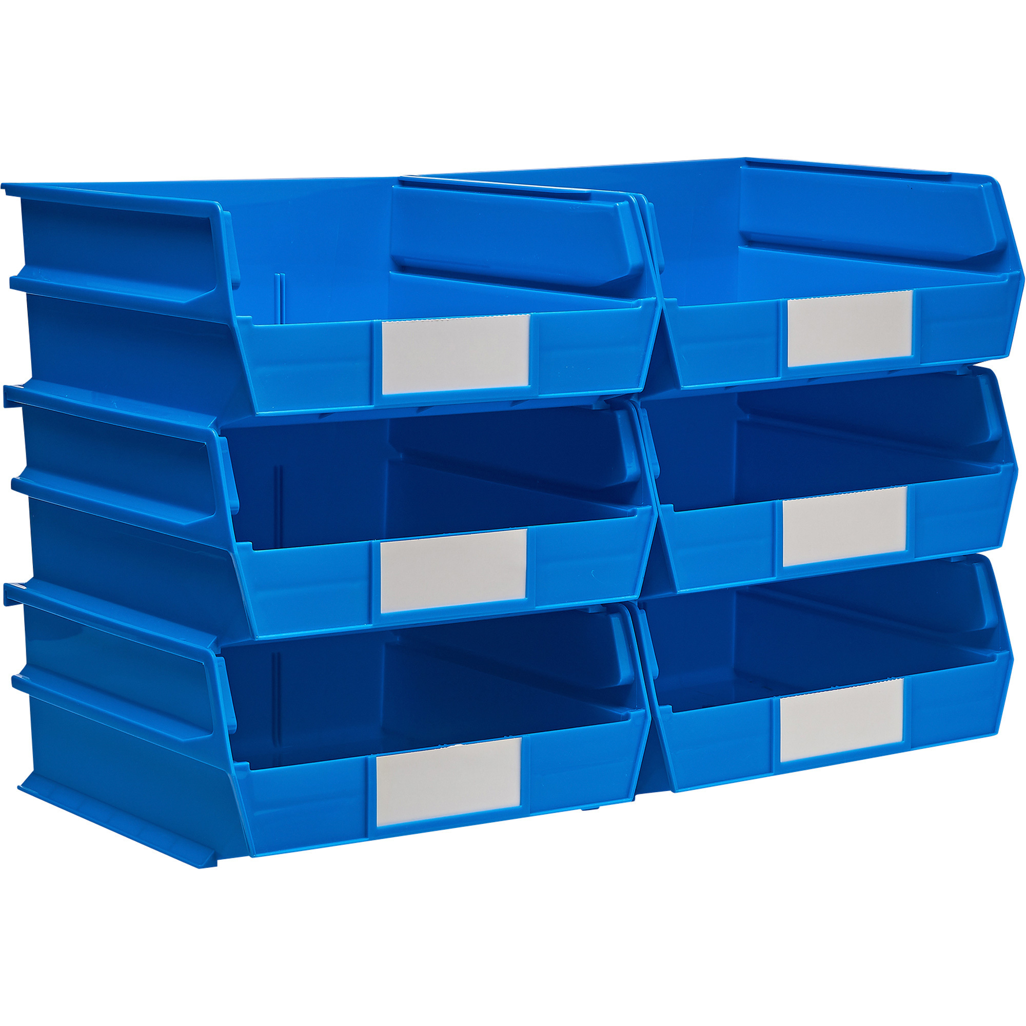 Triton Products LocBin Hanging and Interlocking Bins, 6-Pk., Blue, 10 1/4in.L x 10 1/8in.W x 5in.H, Model# 3-235B